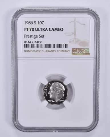 1986-S Roosevelt Dime Prestige Set PF70 UCAM NGC Brown Label