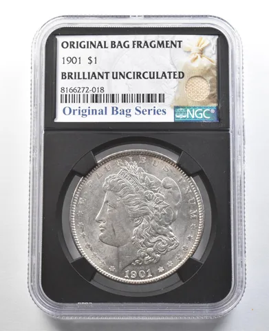 1901 Morgan Silver Dollar Original Bag Fragment BU NGC *3345