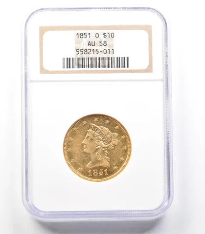 1851-O $10 Liberty Head Gold Eagle AU58 NGC *3318