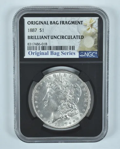 1887 Morgan Silver Dollar Original Bag Fragment BU NGC