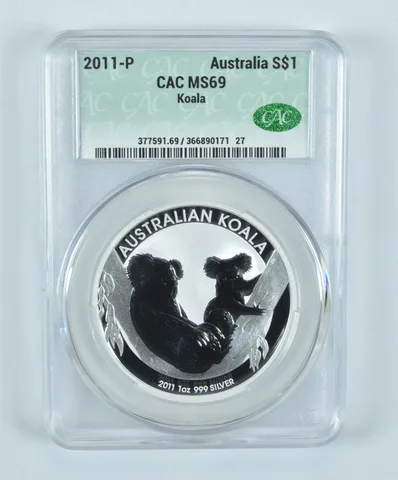 2011 P Australia 1 Dollar Silver Koala MS69 CAC CACg