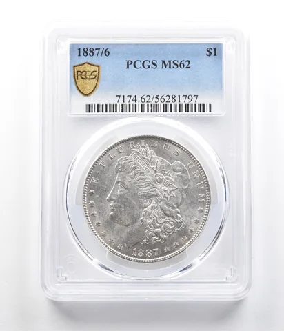 1887/6 Morgan Silver Dollar MS62 PCGS *7395