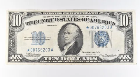 1934 $10 Silver Certificate Star Note Mule Blue Seal Fr#1701* Mule *9600