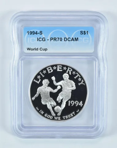 1994-S World Cup Soccer Commemorative Silver Dollar PR70 DCAM ICG