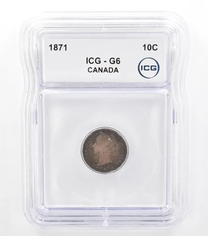1871 Canada 10 Cents G6 ICG Beautiful Tone *5748