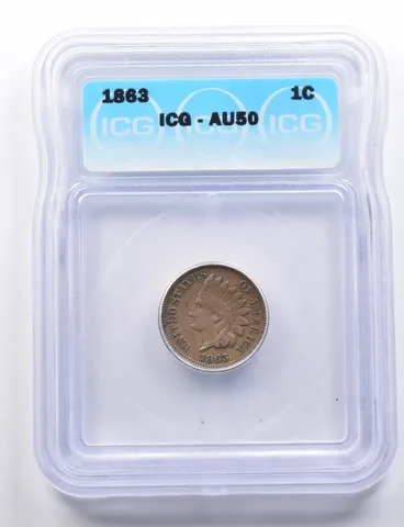 AU50 1863 Indian Head Cent ICG a5717
