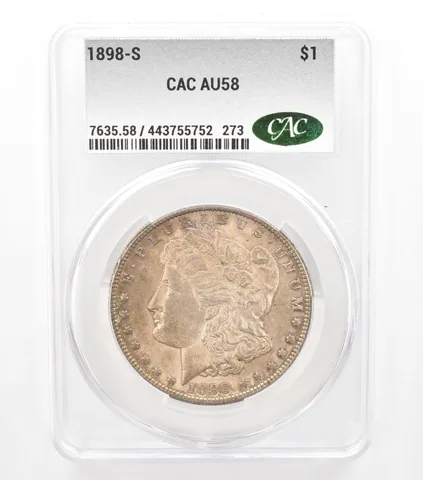 1898-S Morgan Silver Dollar AU58 CAC CACg Beautiful Tone *5768