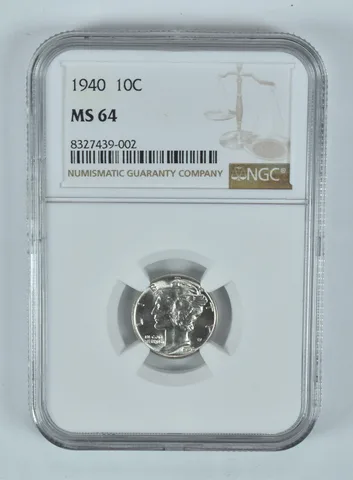 1940 Mercury Dime MS64 NGC Brown Label