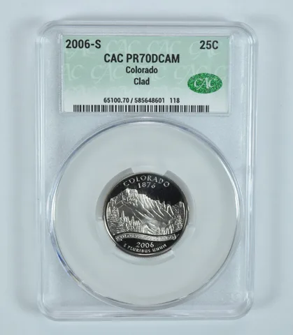 2006-S Washington State Quarter Colorado CLAD PR70 DCAM CAC CACg