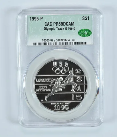 1995-P Olympic Track & Field Commemorative Silver Dollar PR69 DCAM CAC CACg