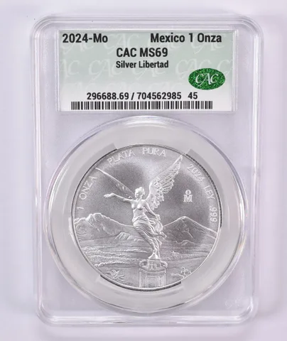 2024 Mo Mexico 1 Onza Silver Libertad MS69 CAC CACg