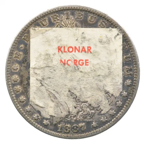 1887-O Morgan Silver Dollar Klonar Norge Sticker *0081