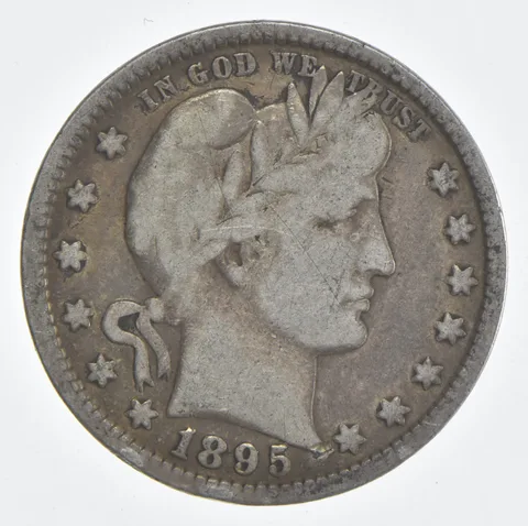 1895 (P) Barber Quarter 90% Silver VG Condition