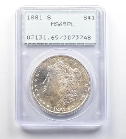 1881-S Morgan Silver Dollar MS65 PL PCGS Rattler *7181