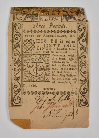 1786 3 Pounds Newport, Rhode Island Colonial Currency *9848