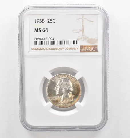 1958 Washington Quarter MS64 NGC Beautiful Tone *0282