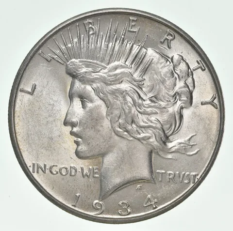 (1) BU 1934-D Peace Silver Dollar $1 Unc MS 90% - Denver Mint