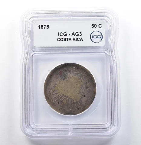1875 Costa Rica 50 Centavos AG3 ICG *9921
