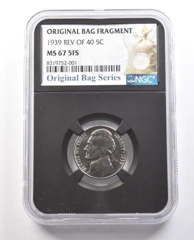 1939 Reverse Of 40 Jefferson Nickel Original Bag Fragment MS67 5FS NGC *6120