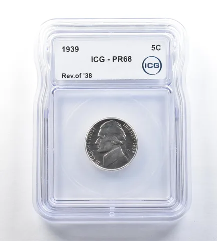 1939 Jefferson Nickel Reverse Of 38 PR68 ICG *0604