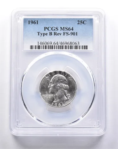 MS64 1961 Washington Quarter Type B REV FS-901 PCGS *3345