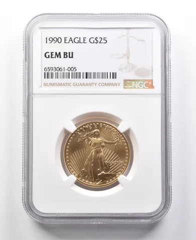1990 $25 American Gold Eagle 1/2 Oz Gold Gem BU NGC *3143