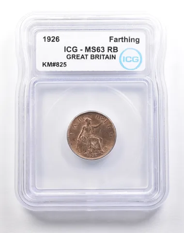 1926 Great Britain Farthing KM#825 MS63 RB ICG a5484