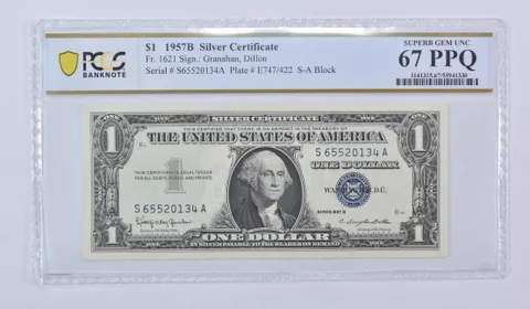 1957 B $1 Silver Certificate Fr#1621 Superb Gem Unc 67 PPQ PCGS