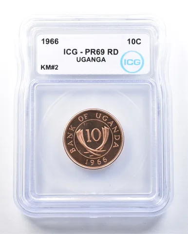 1966 Uganda 2 Cents KM#2 PR69 RD ICG *8949