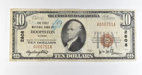 1929 $10 Hoopeston IL National Currency National Bank Ch#2808 *0524