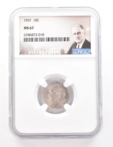 1957 Roosevelt Dime MS67 NGC Beautiful Tone *3405