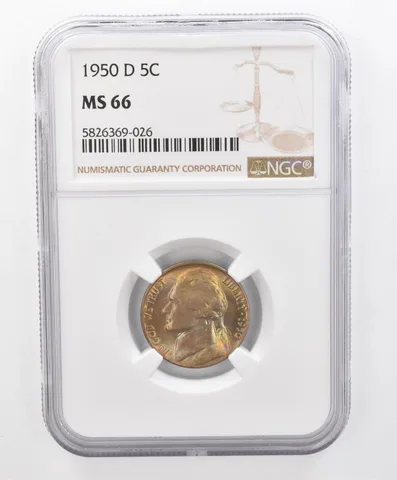 1950-D Jefferson Nickel MS66 NGC Beautiful Tone *2689