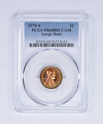 1970-S Lincoln Memorial Cent Large Date PR68 RD CAM PCGS Beautiful Tone a8064