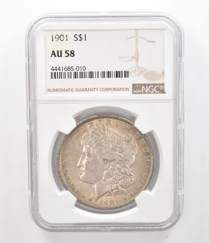 1901 Morgan Silver Dollar AU58 NGC Beautiful Tone *5191