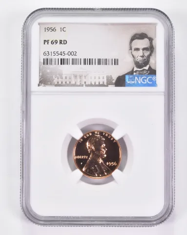 PF69 RD 1956 Lincoln Wheat Cent - Graded NGC Great Contrast *8954