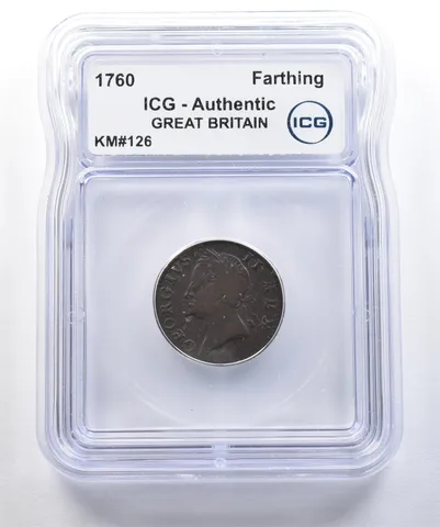 1760 Great Britain Farthing KM#126 Authentic ICG a7757