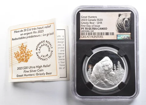 2023 Canada 20 Dollars Silver Grizzly Bear UHR FDOI PF70 UCAM NGC W/ CoA *1666