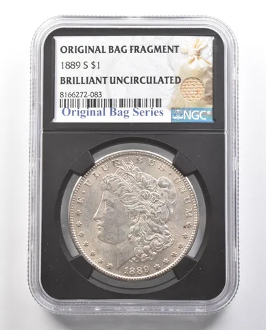 1889-S Morgan Silver Dollar Original Bag Fragment BU NGC *4364