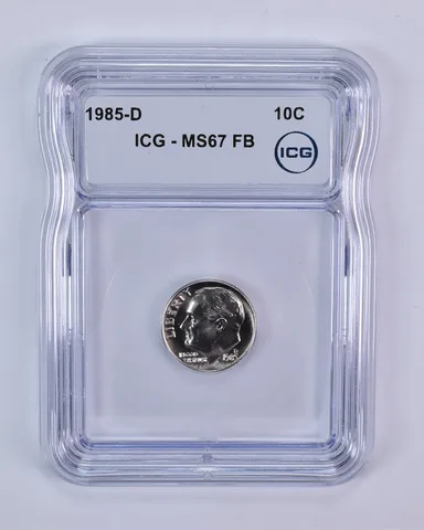 1985-D Roosevelt Dime MS67 FB ICG