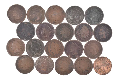 Lot 20 1800's 1890-1899 Indian Head Penny Cents US Coin Collection 2/5 Roll *524