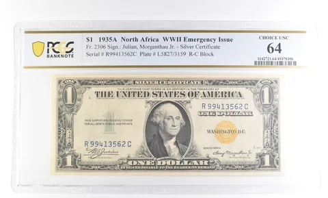 1935 A $1 N. Africa Silver Certificate WWII Fr#2306 Choice Unc 64 PCGS a2456