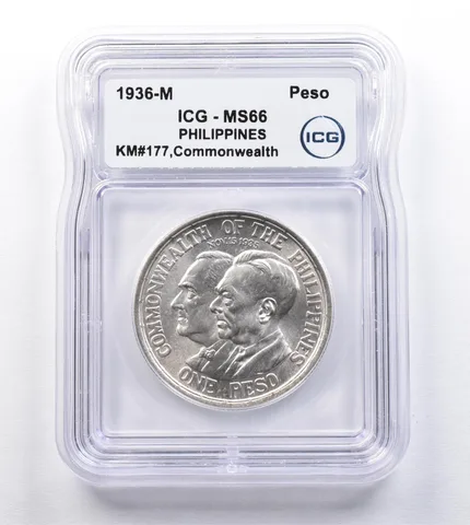 1936 M Philippines Peso Commonwealth KM#177 MS66 ICG *2018