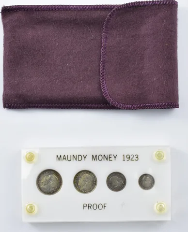 1923 Great Britain 4 Coin Silver Proof Maundy Set Slabbed With Sleeve *3877