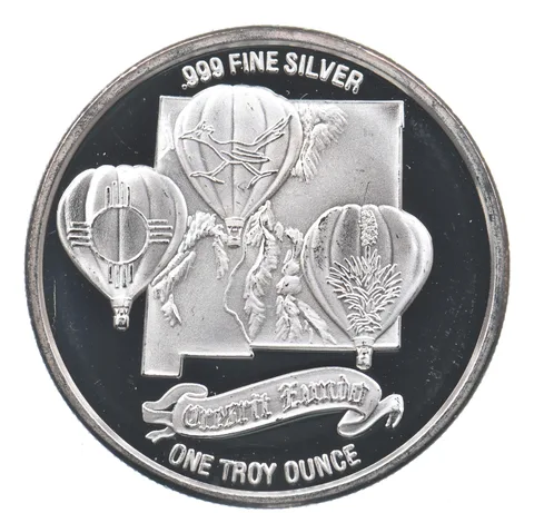 VINTAGE Art Bar/Round 1988 Albuquerque Intl. Balloon Fiesta Silver 1 T Oz. *267