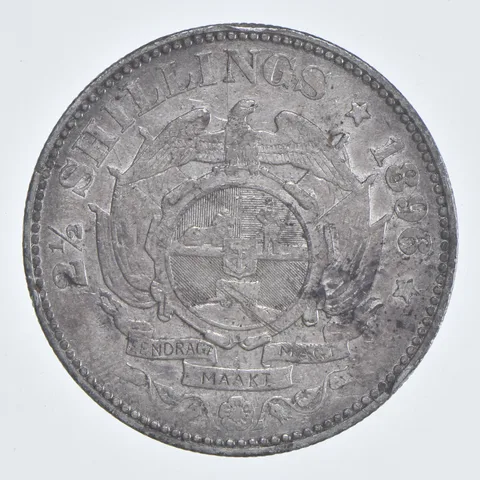 SILVER - WORLD Coin - 1896 South Africa 2 1/2 Shillings - World Silver Coin *779