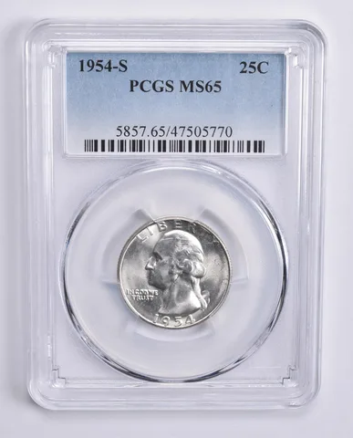 1954-S Washington Quarter 25c MS65 PCGS Blue Lbl