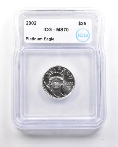 2002 $25 American Platinum Eagle 1/4 Oz Platinum MS70 ICG