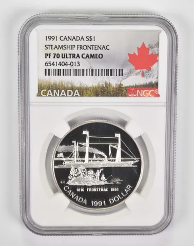 1991 Canada 1 Dollar Silver Steamship Frontenac PF70 UCam NGC