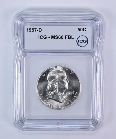 1957-D Franklin Half Dollar MS66 FBL ICG