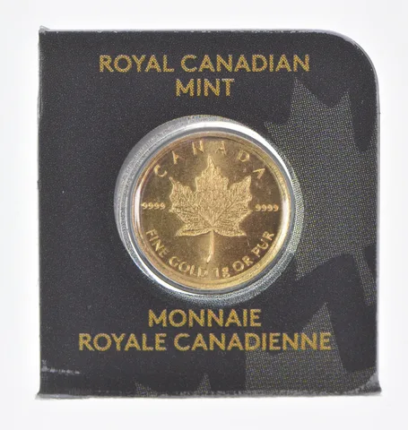 2014 1 Gram Gold Maple Leaf Coin In Maplegram Assay Card .9999 Fine Gold